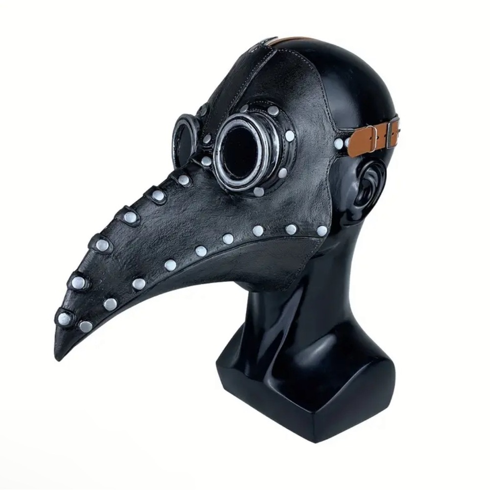 Leather Gothic Black Plague Doctor Mask - Picture 5 of 6